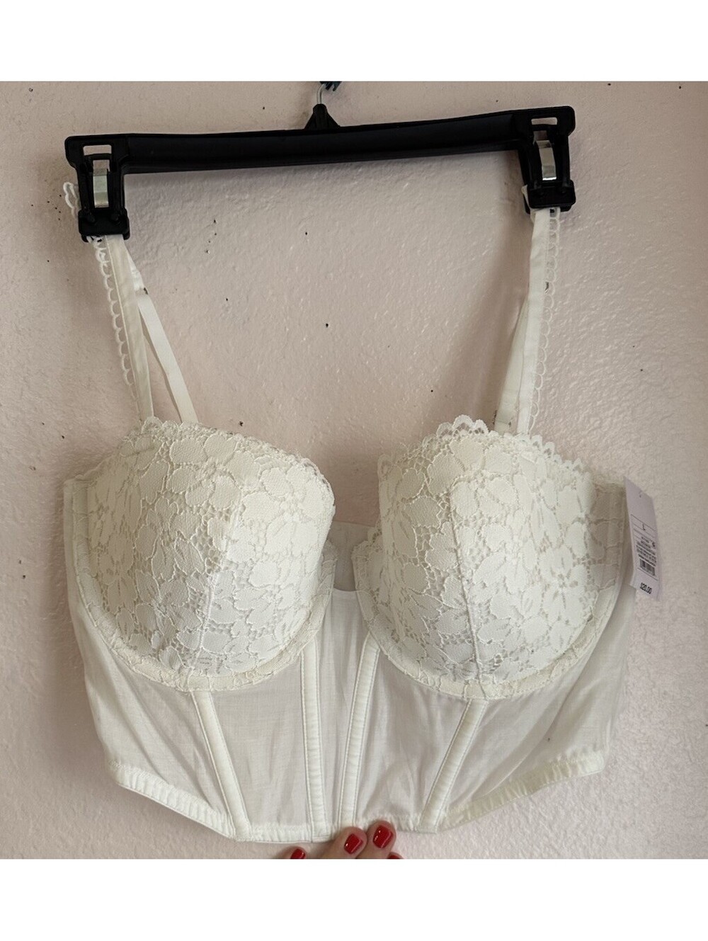 Auden Long Line Bra Sz Large Sexy Lingerie Corset White Eyelet Dainty New NWT